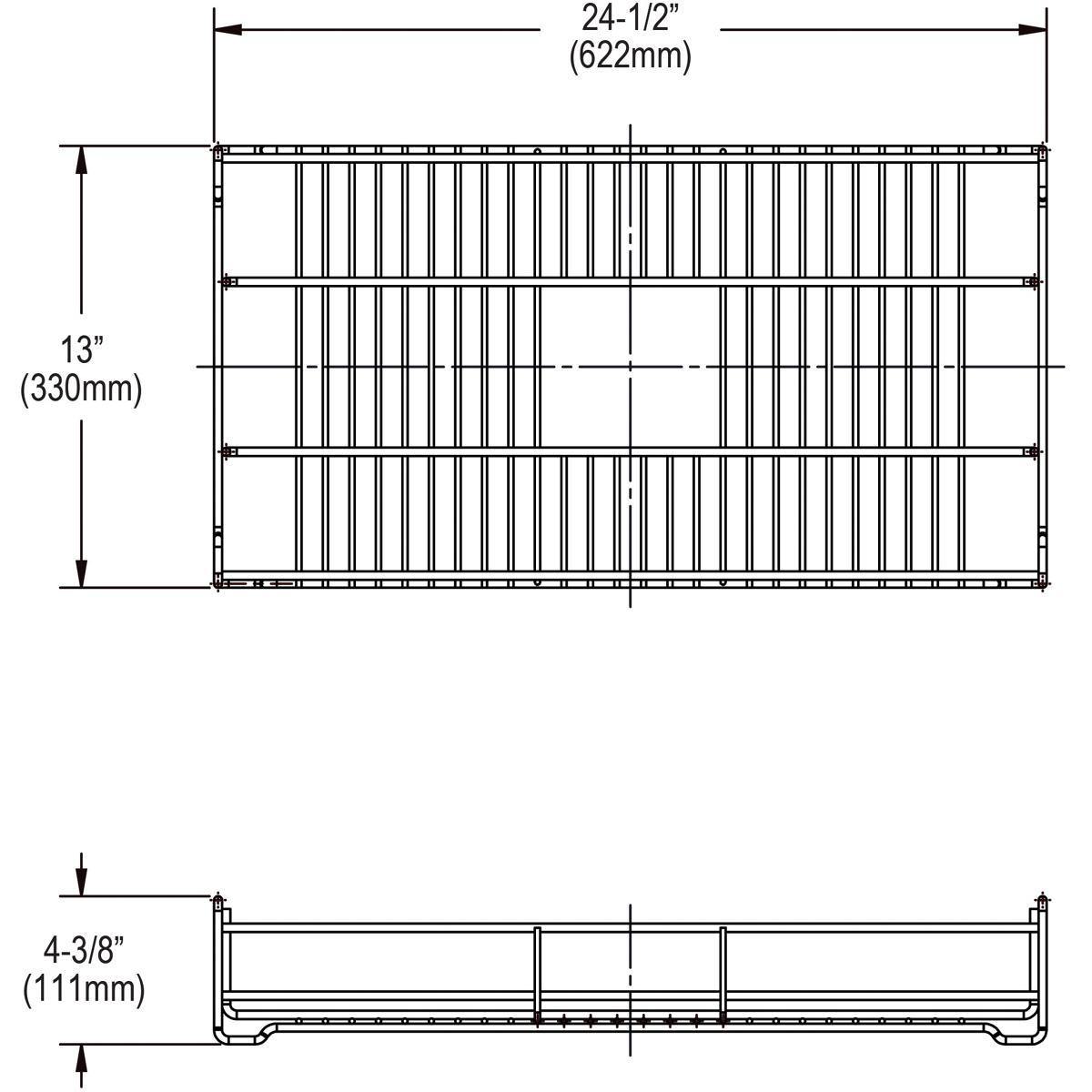 Elkay Dart Canyon Stainless Steel 24-1/2" x 13" x 4-3/8" Reversible Bottom Grid, CTXBG2513R - The Sink Boutique