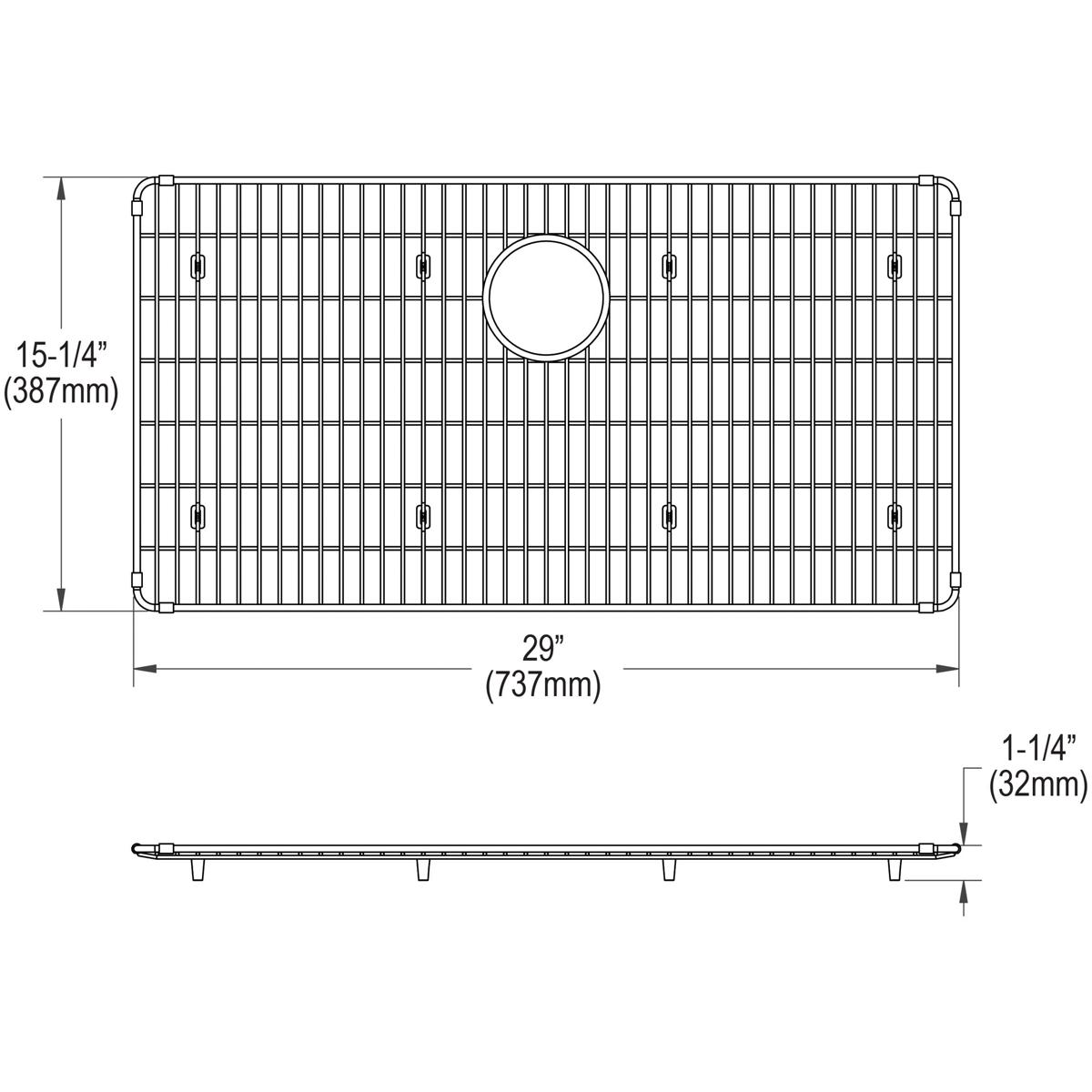 Elkay CTXBG2915 Crosstown Stainless Steel 29" x 15-1/4" x 1-1/4" Bottom Grid - The Sink Boutique