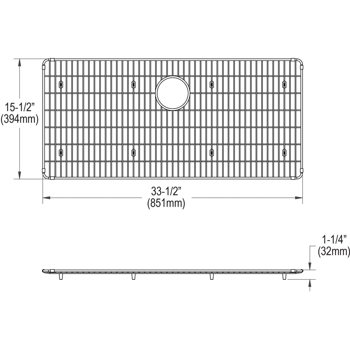 Elkay CTXBG3416 Crosstown Stainless Steel 33-1/2" x 15-1/2" x 1-1/4" Bottom Grid - The Sink Boutique