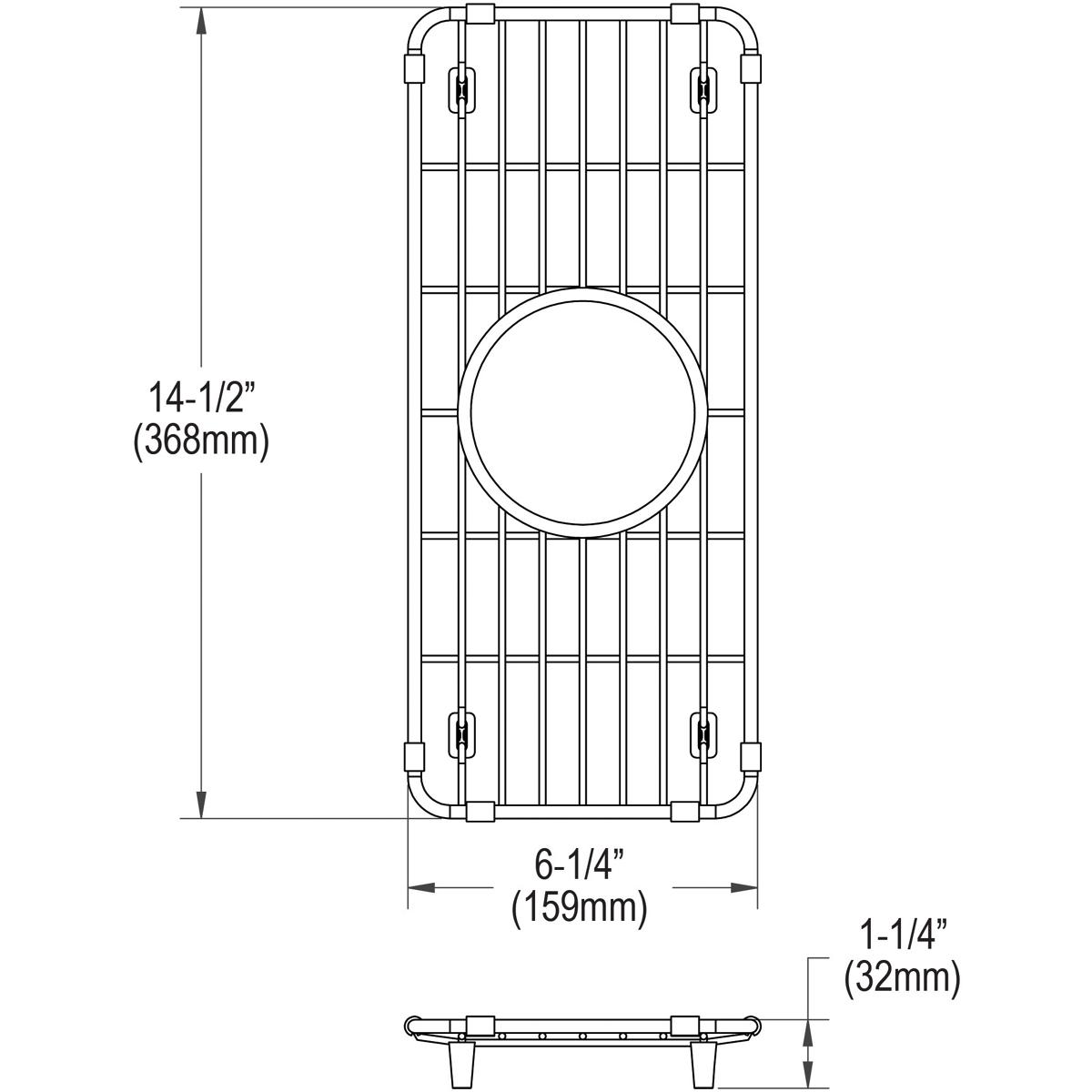 Elkay CTXBG614 Crosstown Stainless Steel 6-1/4" x 14-1/2" x 1-1/4" Bottom Grid - The Sink Boutique