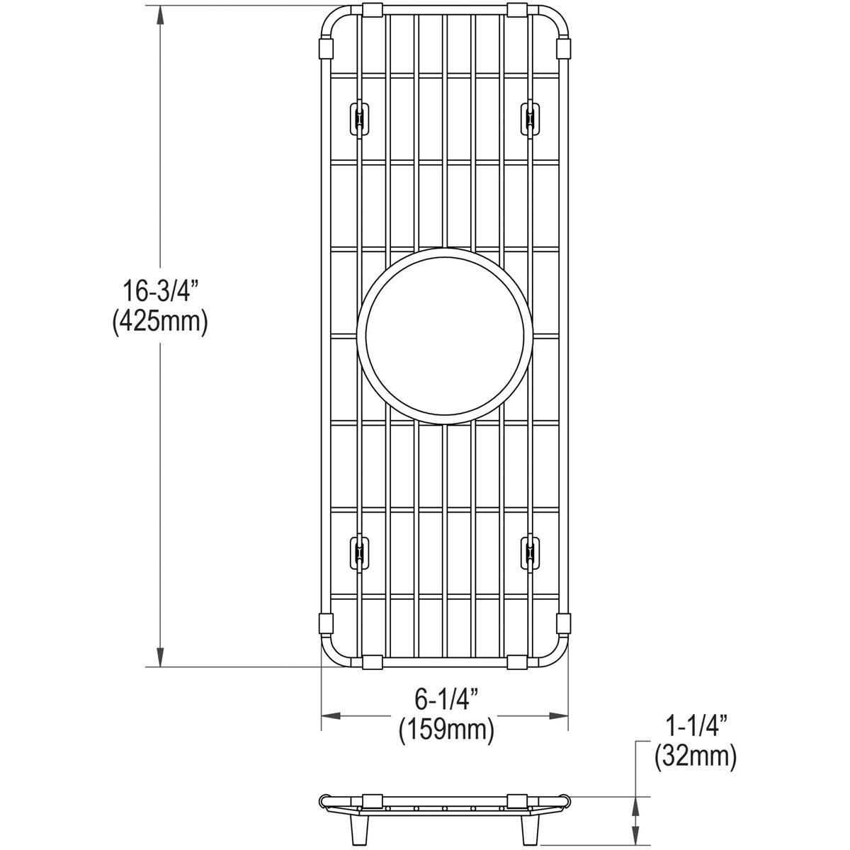 Elkay CTXBG617 Crosstown Stainless Steel 6-1/4" x 16-3/4" x 1-1/4" Bottom Grid - The Sink Boutique
