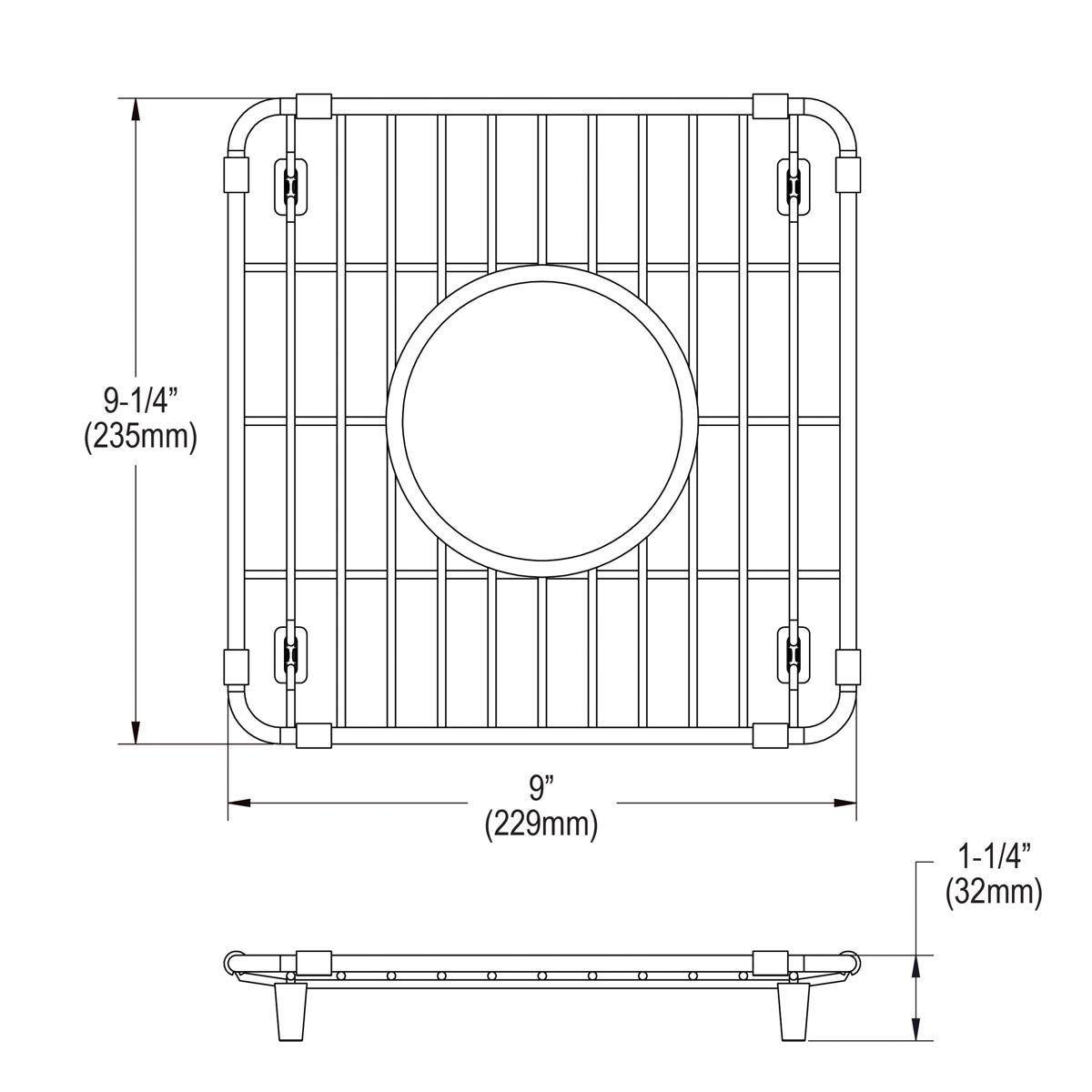 Elkay CTXBG99 Crosstown Stainless Steel 9" x 9-1/4" x 1-1/4" Bottom Grid - The Sink Boutique