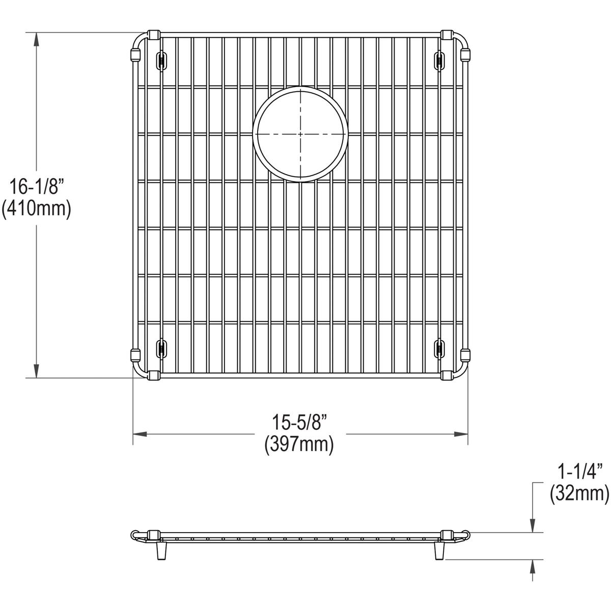 Elkay CTXFBG1516 Crosstown Stainless Steel 15-5/8" x 16-1/8" x 1-1/4" Bottom Grid - The Sink Boutique