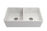 Crestwood 33" Fireclay Farmhouse Sink 50/50 Double Bowl, White, CW-CL-332-DBL-WHITE - The Sink Boutique