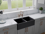 Crestwood 33" Fireclay Farmhouse Sink 50/50 Double Bowl, Charcoal, CW-CL-332-DBL-CHARCOAL - The Sink Boutique