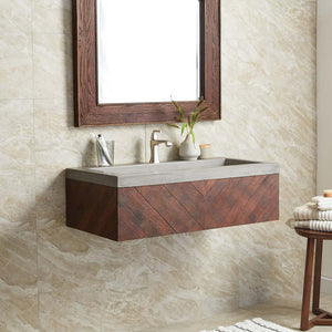 Alternate Image for Native Trails 36" Cabernet Floating Vanity with NativeStone Trough in Ash, VNW194-NSL3619-A