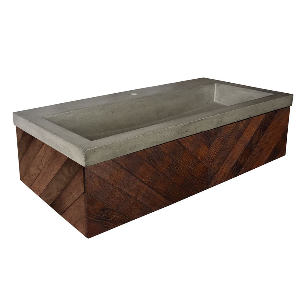 Native Trails 36" Cabernet Floating Vanity with NativeStone Trough in Ash, VNW194-NSL3619-A