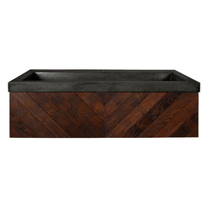 Alternate Image for Native Trails 36" Cabernet Floating Vanity with NativeStone Trough in Slate, VNW194-NSL3619-S
