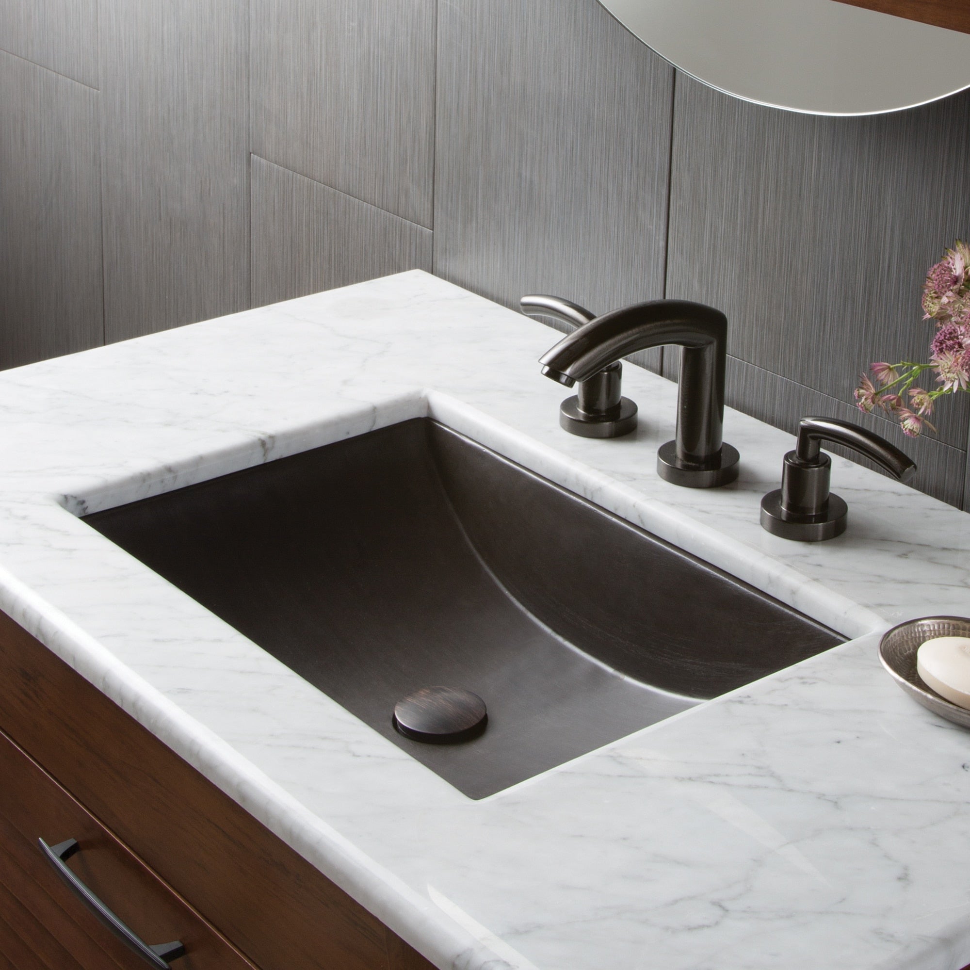 Native Trails Cabrillo 21" Rectangle NativeStone Concrete Bathroom Sink, Slate, NSL2014-S