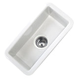 Nantucket Sinks Cape 9" Rectangle Fireclay Bar/Kitchen Sink with Accessories, White, CAPE189