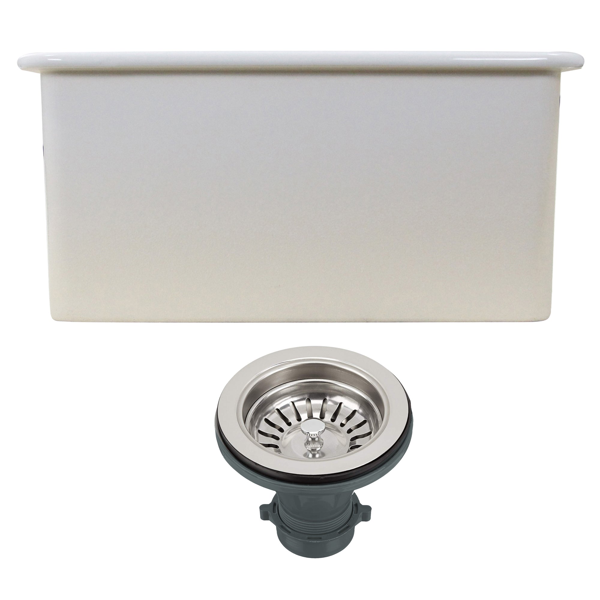 Nantucket Sinks Cape 9" Rectangle Fireclay Bar/Kitchen Sink with Accessories, White, CAPE189