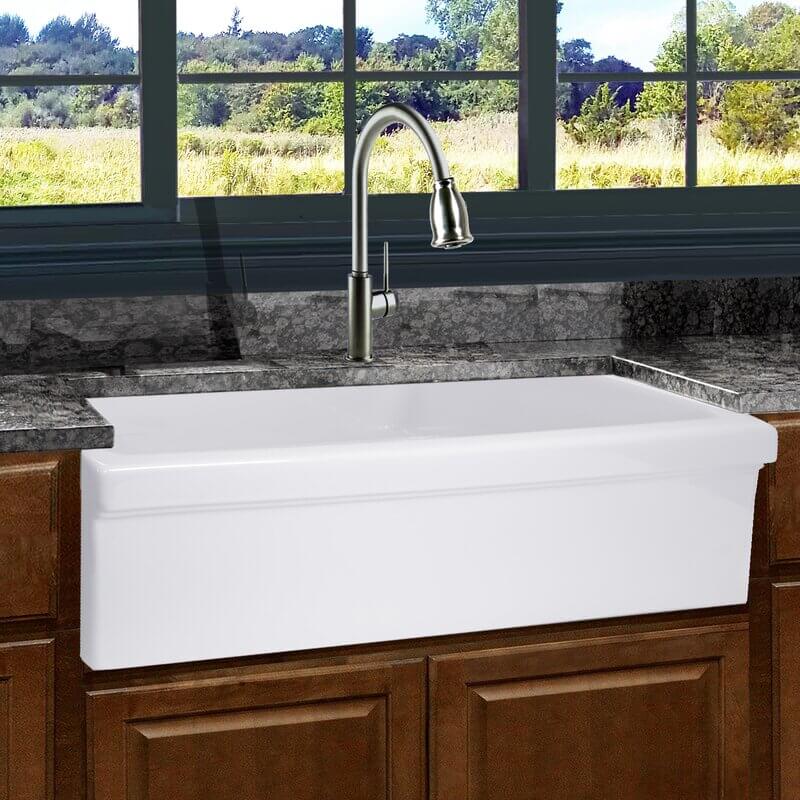 Nantucket Sinks Cape 36" Fireclay Farmhouse Sink, White, Yarmouth-36W