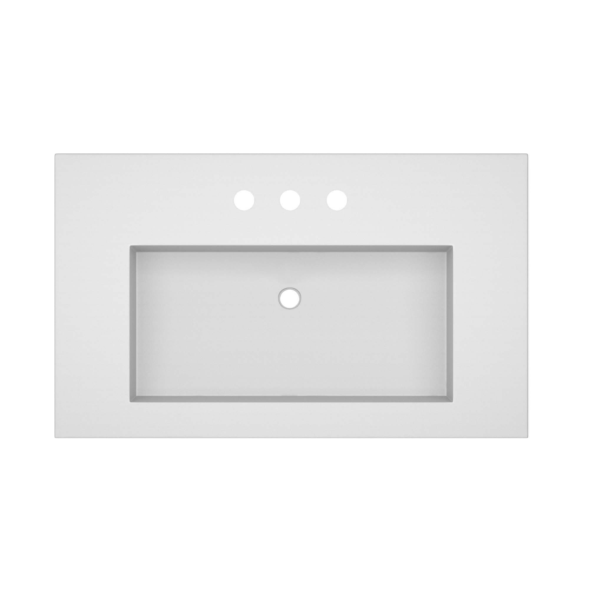 Native Trails 36" Capistrano ADA Vanity Top with Integral Trough Sink in Pearl, 8" Widespread Faucet Cutout, NSVT36-P