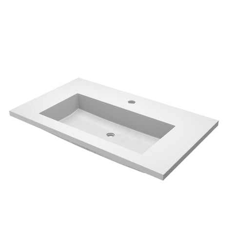 Native Trails 36" Capistrano ADA Vanity Top with Integral Trough Sink in Pearl, Single Faucet Cutout, NSVT36-P1