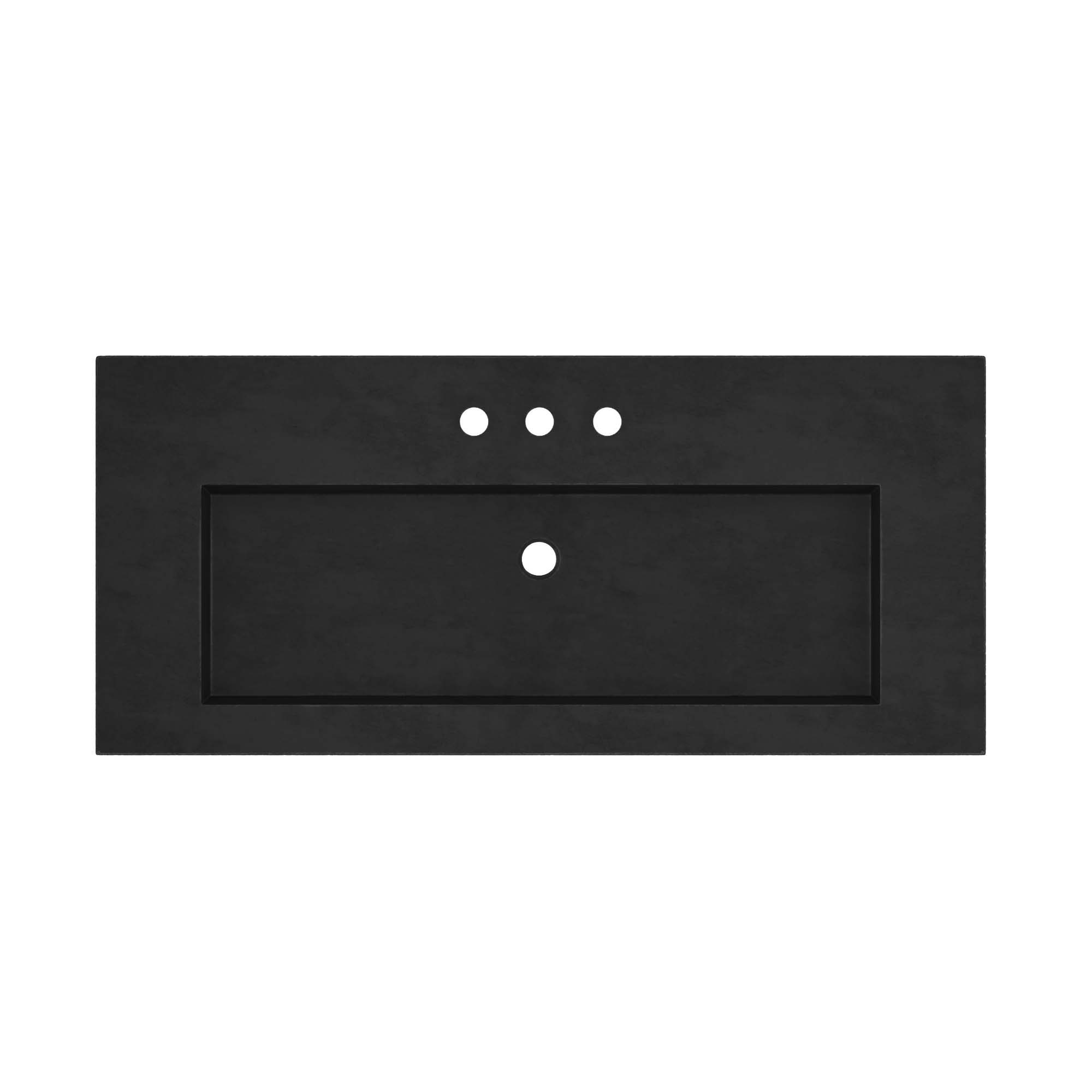 Native Trails 48" Capistrano ADA Vanity Top with Integral Trough Sink in Charcoal, 8" Widespread Faucet Cutout, NSVT48-C