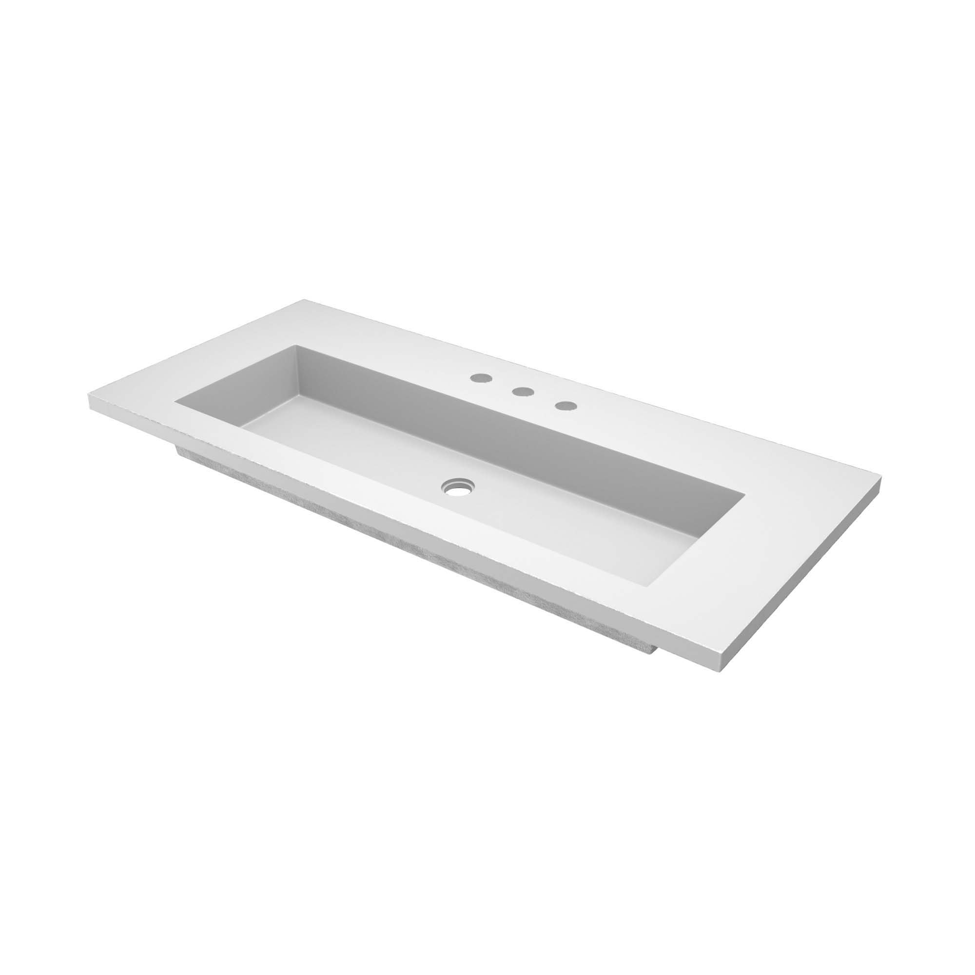 Native Trails 48" Capistrano ADA Vanity Top with Integral Trough Sink in Pearl, 8" Widespread Faucet Cutout, NSVT48-P