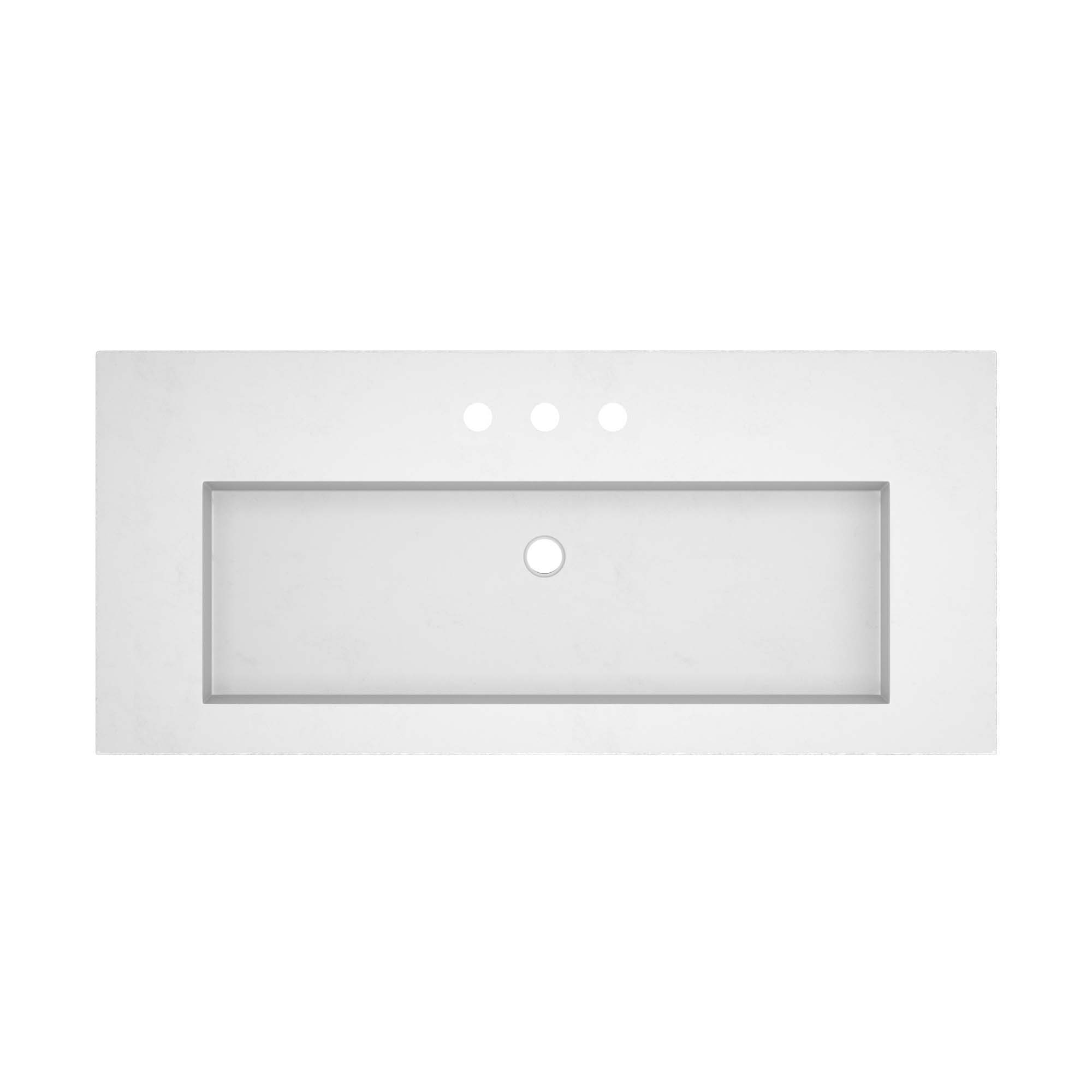 Native Trails 48" Capistrano ADA Vanity Top with Integral Trough Sink in Pearl, 8" Widespread Faucet Cutout, NSVT48-P