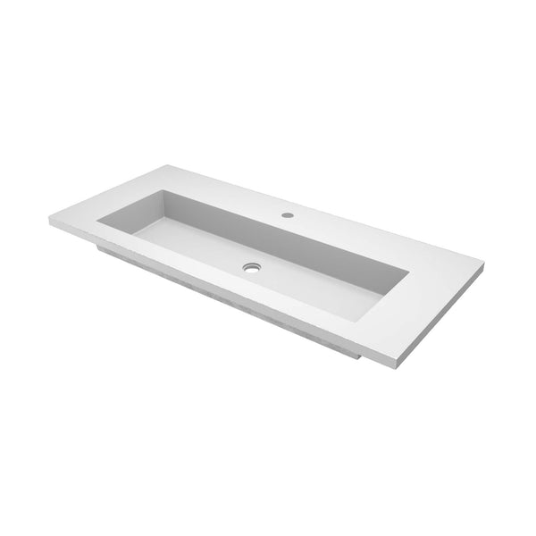 Native Trails 48" Capistrano ADA Vanity Top with Integral Trough Sink in Pearl, Single Faucet Cutout, NSVT48-P1