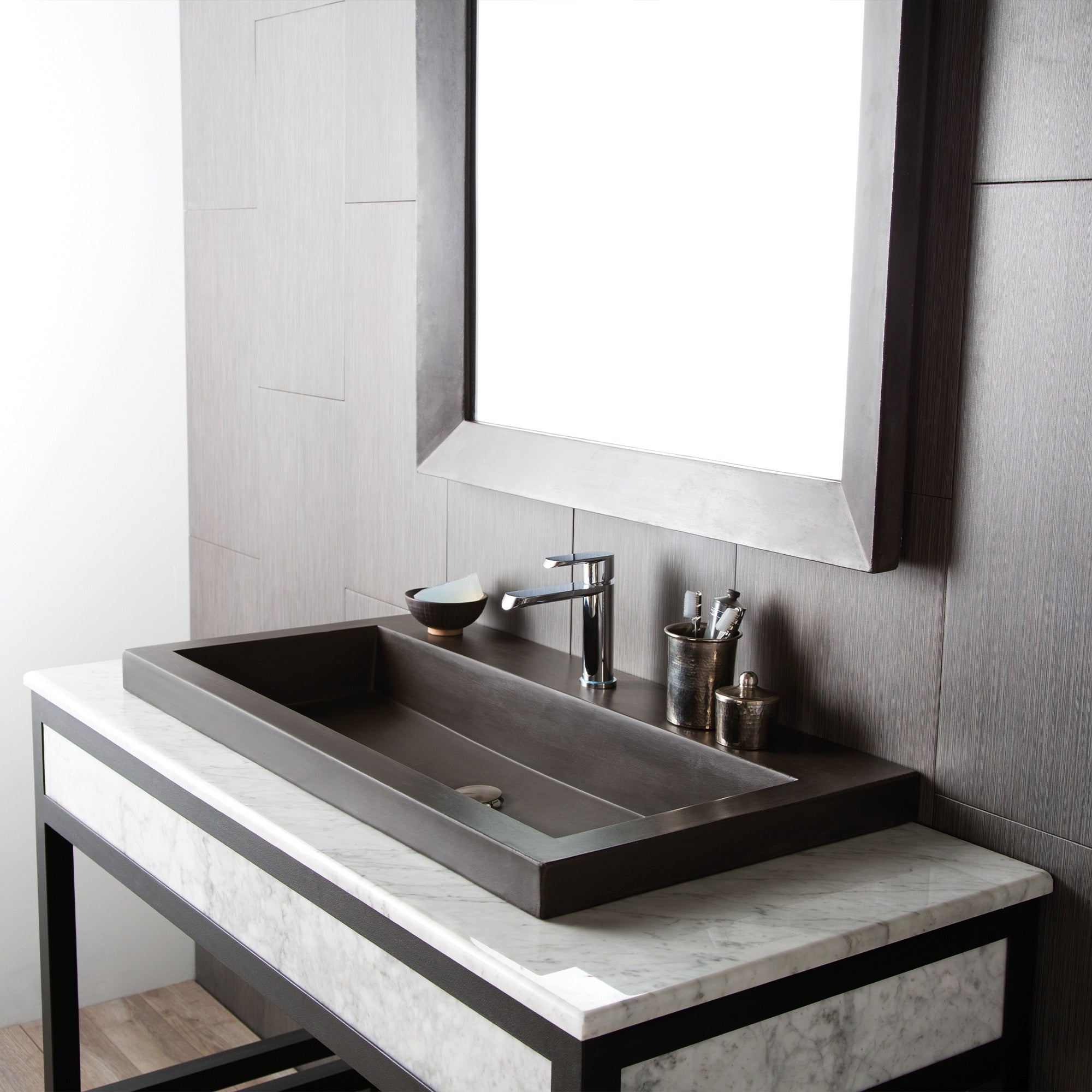 Native Trails 48" Carrara Vanity Top - Trough with Single or No Faucet Hole, VNT48-CT