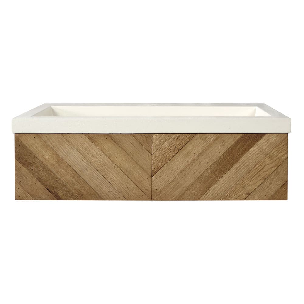 Native Trails 36" Chardonnay Floating Vanity with NativeStone Trough Sink in Pearl, VNW191-NSL3619-P