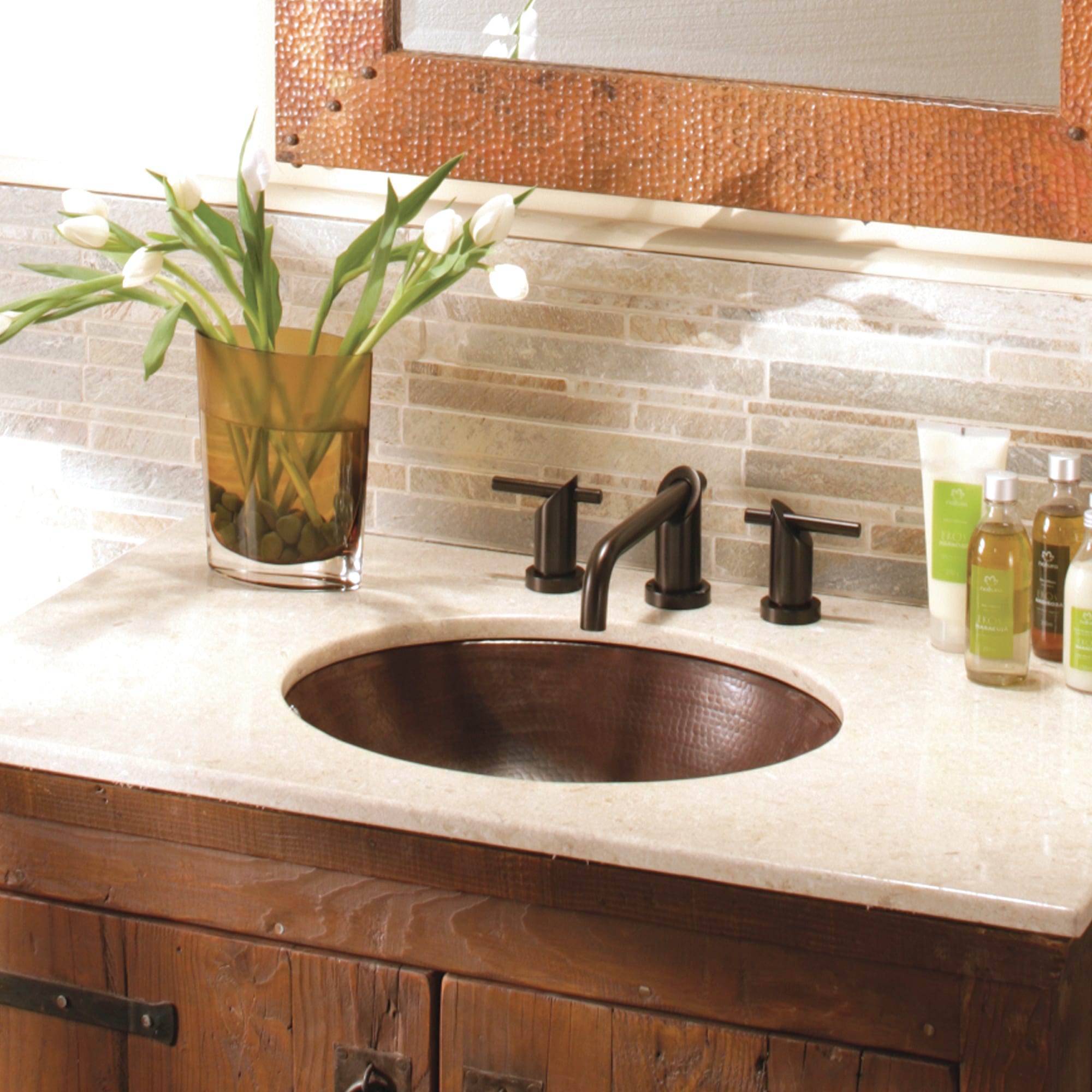 Native Trails Classic 19" Oval Copper Bathroom Sink, Antique Copper, CPS268
