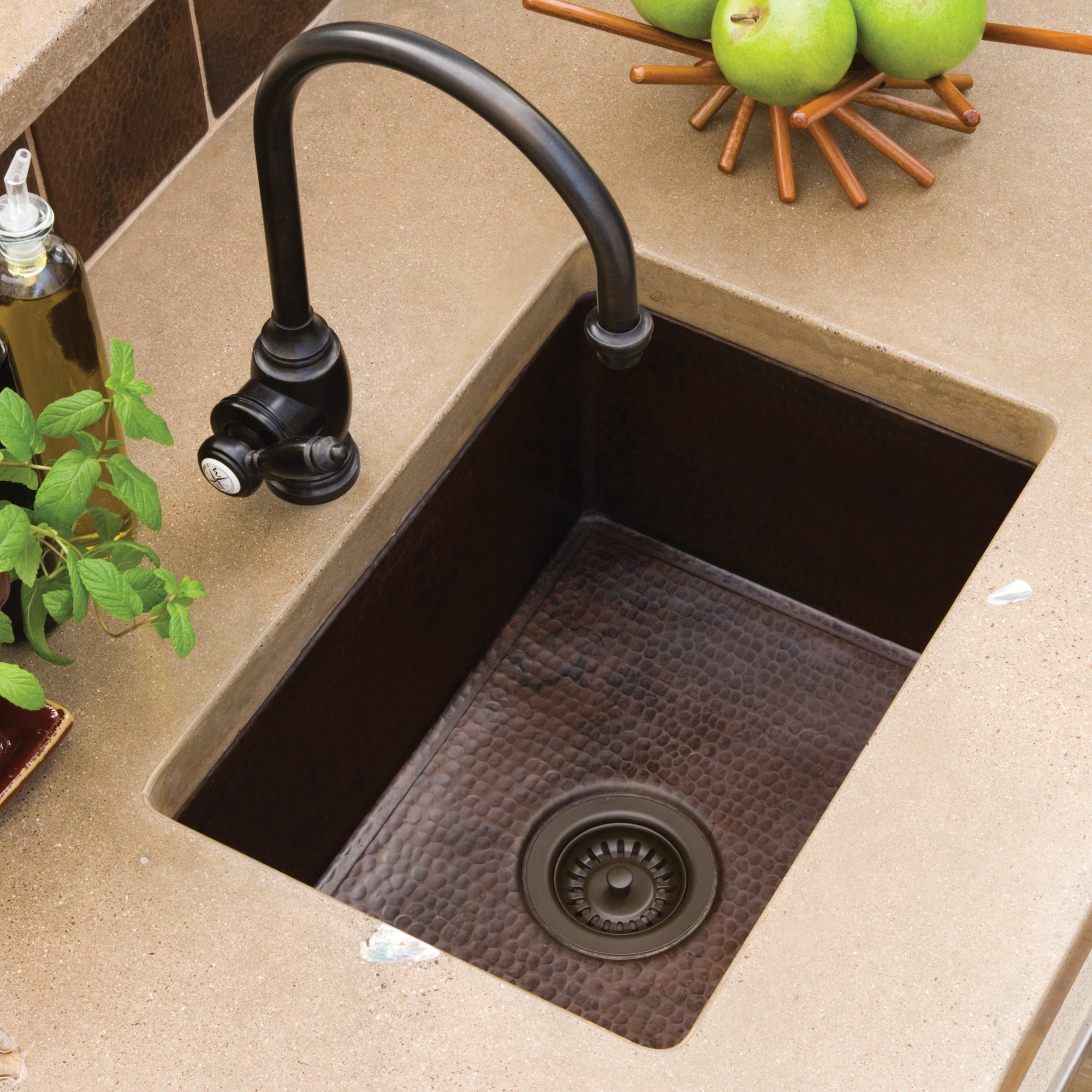 Native Trails Cocina 21" Copper Kitchen Sink, Antique Copper, CPK278
