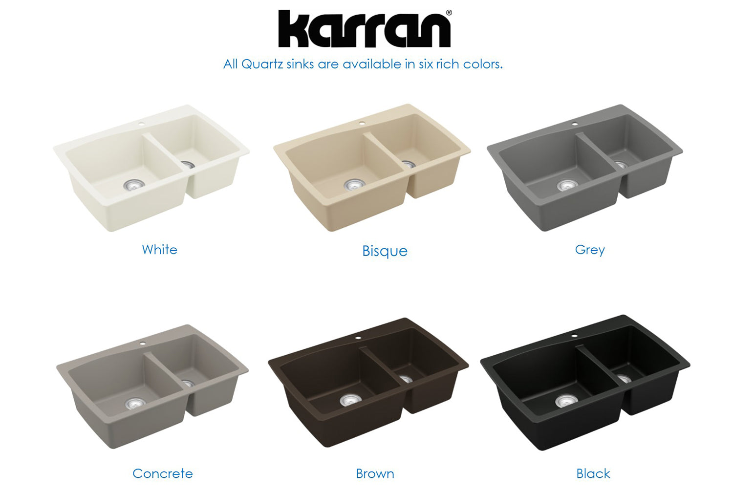 Karran 34" Drop In/Topmount Quartz Composite Kitchen Sink, 60/40 Double Bowl, Black, QT-721-BL