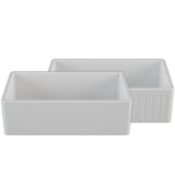 30" Fireclay Farmhouse Apron Kitchen Sink by Crestwood, Reversible, White, CW-7130-W - The Sink Boutique