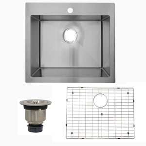 Alternate Image for Nantucket Sinks Pro Series 25" Drop In/Topmount 304 Stainless Steel Kitchen Sink with Accessories, 16 Gauge, SR2522-16