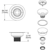 Elkay Dayton D1125 3-1/2" Stainless Steel Drain with Removable Basket Strainer and Rubber Stopper - The Sink Boutique