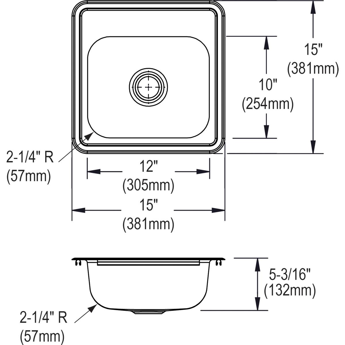 Elkay Dayton 15" Stainless Steel Bar Sink, Satin, D115152 - The Sink Boutique