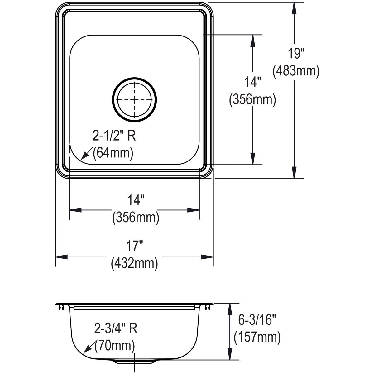 Elkay Dayton 17" Stainless Steel Bar Sink, Satin, D117191 - The Sink Boutique