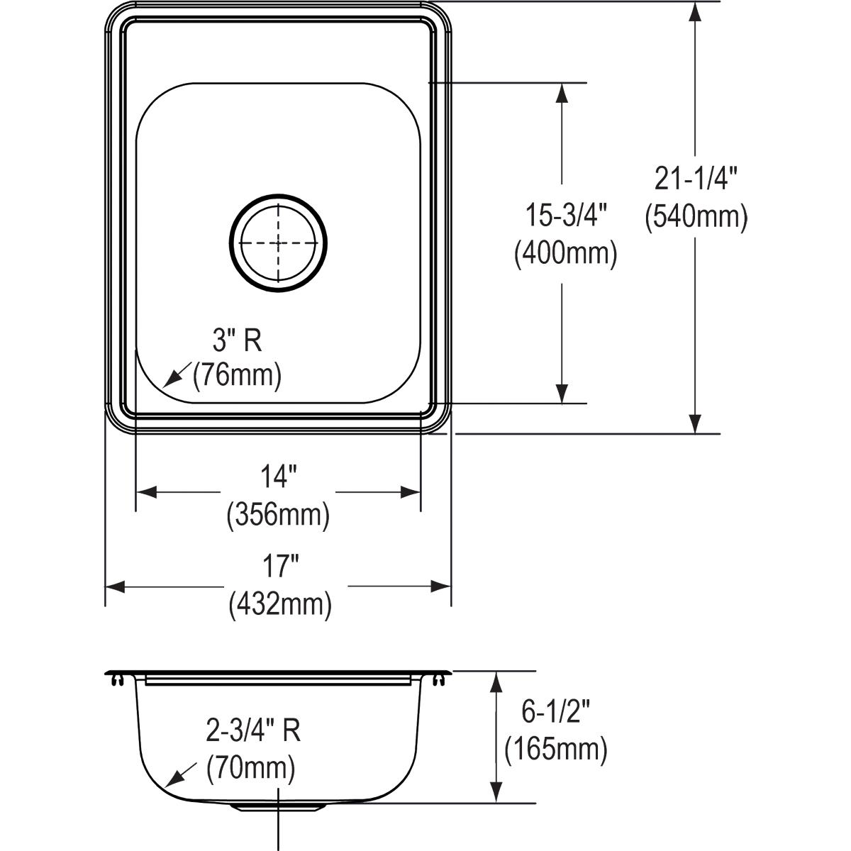 Elkay Dayton 17" Stainless Steel Bar Sink, Satin, D117212 - The Sink Boutique