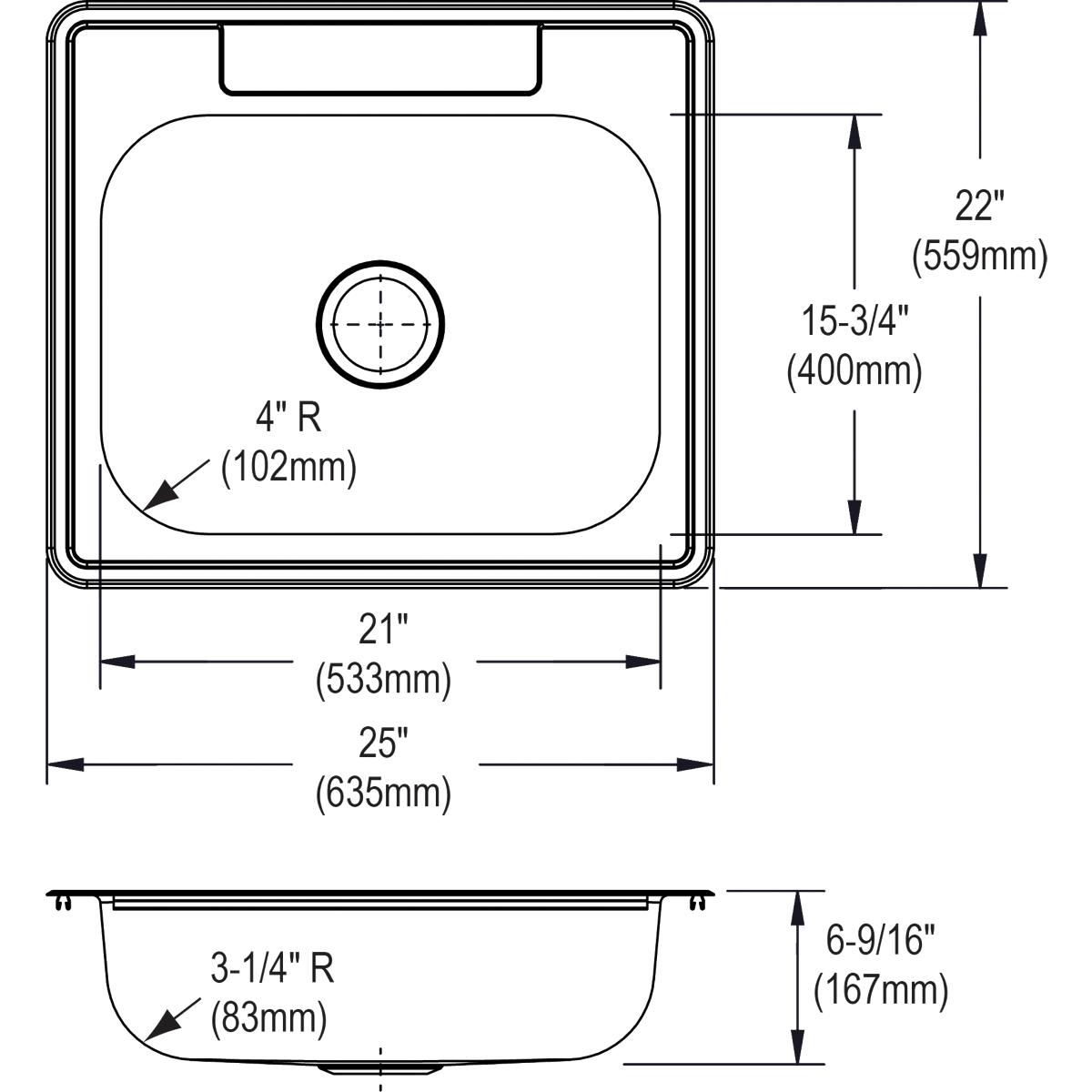Elkay Dayton 25" Stainless Steel Kitchen Sink, Satin, D125221 - The Sink Boutique