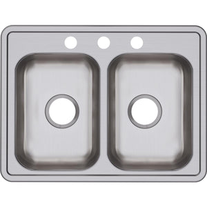 Alternate Image for Elkay Dayton 25" Stainless Steel Kitchen Sink, 50/50 Double Bowl, Satin, 3 Faucet Hole, D225193