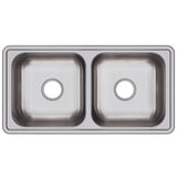Elkay Dayton 33" Stainless Steel Kitchen Sink, 50/50 Double Bowl, Satin, D23317