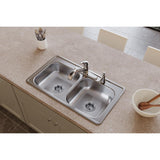 Elkay Dayton 33" Stainless Steel Kitchen Sink, 50/50 Double Bowl, Satin, D233193 - The Sink Boutique