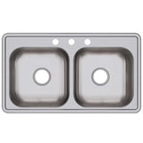 Elkay Dayton 33" Stainless Steel Kitchen Sink, 50/50 Double Bowl, Satin, D233193