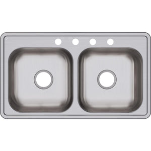 Alternate Image for Elkay Dayton 33" Stainless Steel Kitchen Sink, 50/50 Double Bowl, Satin, 4 Faucet Hole, D233194