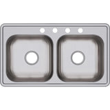 Elkay Dayton 33" Stainless Steel Kitchen Sink, 50/50 Double Bowl, Satin, D233194