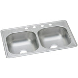 Elkay Dayton 33" Stainless Steel Kitchen Sink, 50/50 Double Bowl, Satin, D233194 - The Sink Boutique