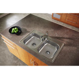 Elkay Dayton 33" Stainless Steel Kitchen Sink, 50/50 Double Bowl, Satin, D233213 - The Sink Boutique