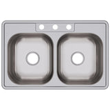 Elkay Dayton 33" Stainless Steel Kitchen Sink, 50/50 Double Bowl, Satin, D233213