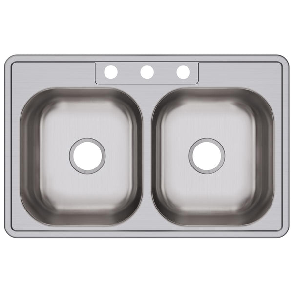 Elkay Dayton 33" Stainless Steel Kitchen Sink, 50/50 Double Bowl, Satin, D233213