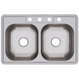 Elkay Dayton 33" Stainless Steel Kitchen Sink, 50/50 Double Bowl, Satin, D233214