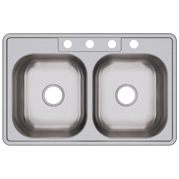 Elkay Dayton 33" Stainless Steel Kitchen Sink, 50/50 Double Bowl, Satin, D233214
