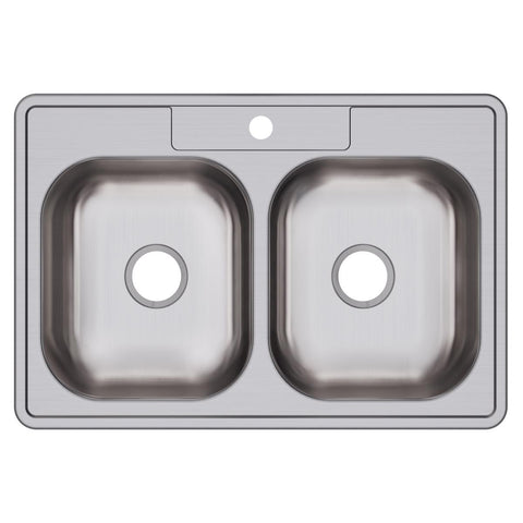 Elkay Dayton 33" Stainless Steel Kitchen Sink, 50/50 Double Bowl, Satin, D233221