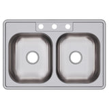 Elkay Dayton 33" Stainless Steel Kitchen Sink, 50/50 Double Bowl, Satin, D233223