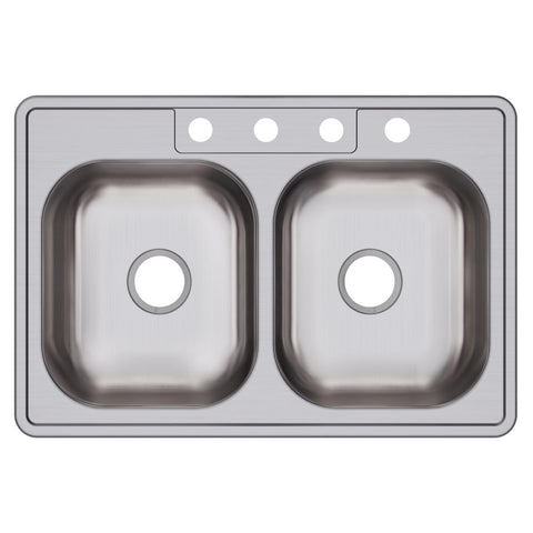 Elkay Dayton 33" Stainless Steel Kitchen Sink, 50/50 Double Bowl, Satin, D233224