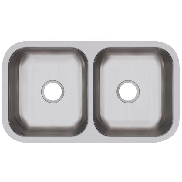 Elkay Dayton 32" Stainless Steel Kitchen Sink, 50/50 Double Bowl, Soft Satin, DCFU3118